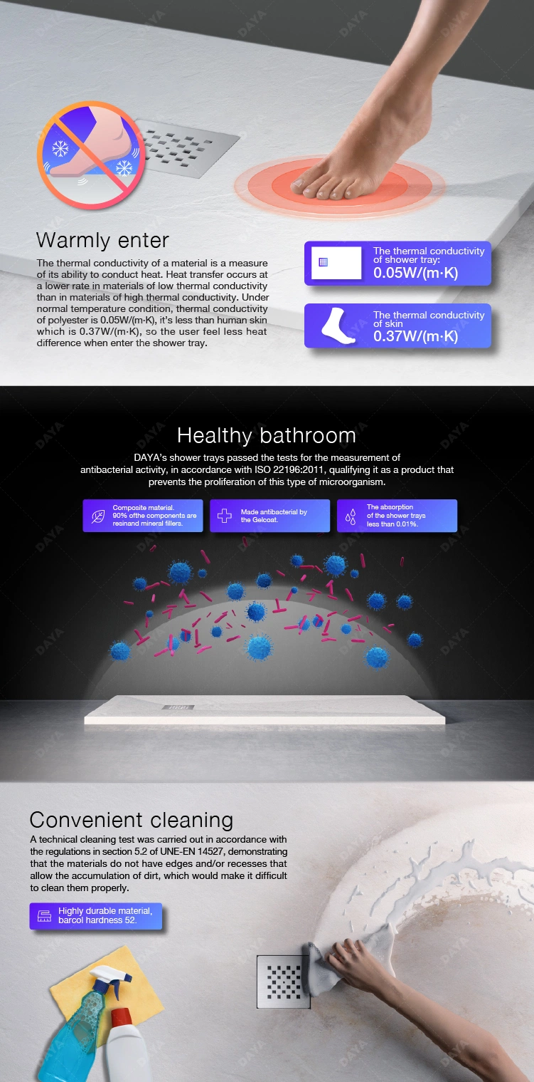 Polymarble Shower Tray Acrylic Shower Door Bathroom Shower Tray